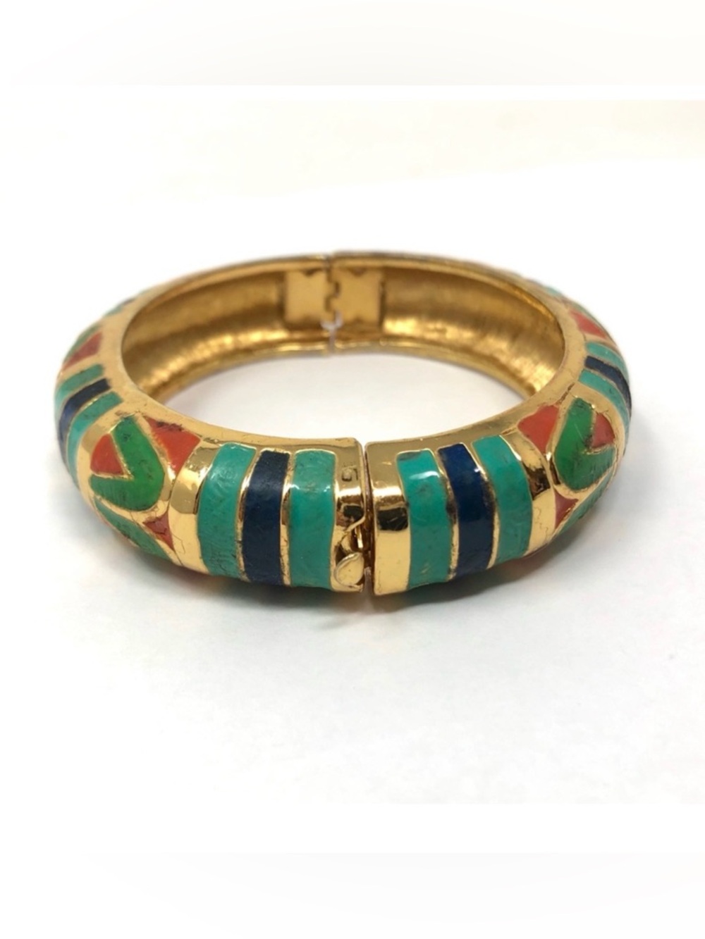 HATTIE CARNEGIE vintage, estate enamel bangle, 75.3g
